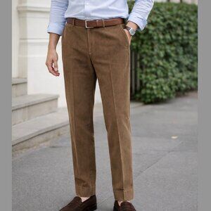 Ted Baker Roger Straight Leg Slim Fit Stretch Tan Corduroy Pants 34R